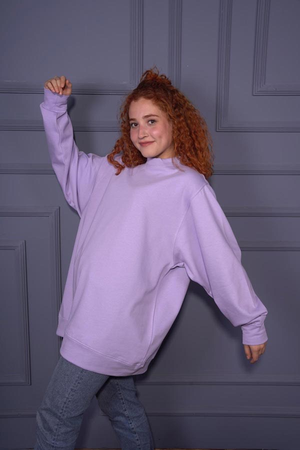 Starinci MayoStarinci Kadın Oversize Basic Sweatshirt Tunik Mor