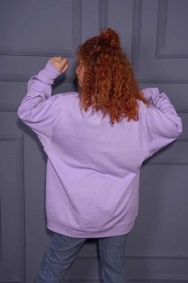 Starinci MayoStarinci Kadın Oversize Basic Sweatshirt Tunik Mor