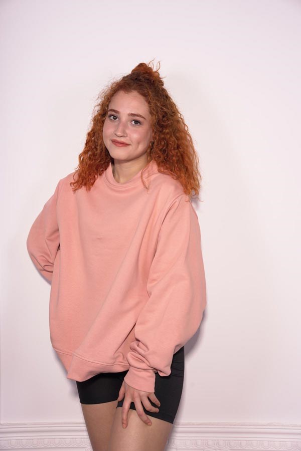 Starinci MayoStarinci Kadın Oversize Bisiklet Yaka Sweatshirt Gül Kurusu
