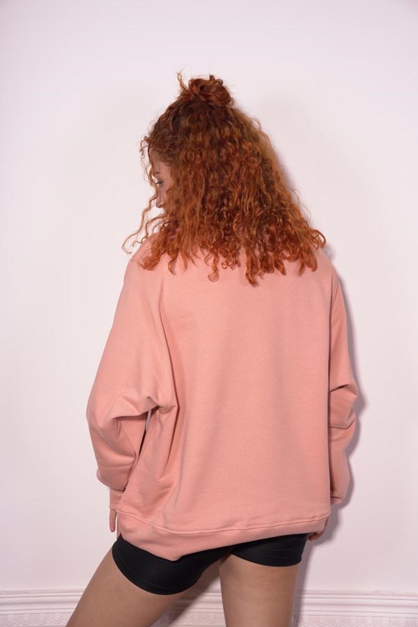 Starinci MayoStarinci Kadın Oversize Bisiklet Yaka Sweatshirt Gül Kurusu