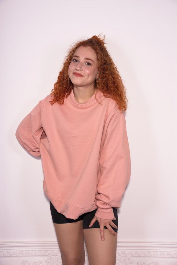 Starinci MayoStarinci Kadın Oversize Bisiklet Yaka Sweatshirt Gül Kurusu