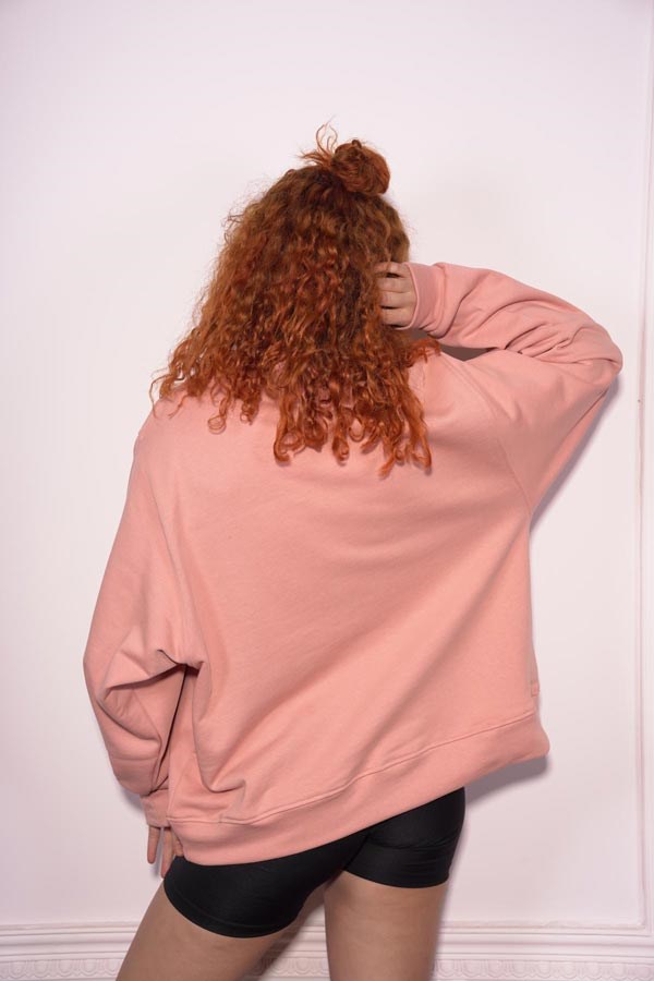 Starinci MayoStarinci Kadın Oversize Bisiklet Yaka Sweatshirt Gül Kurusu