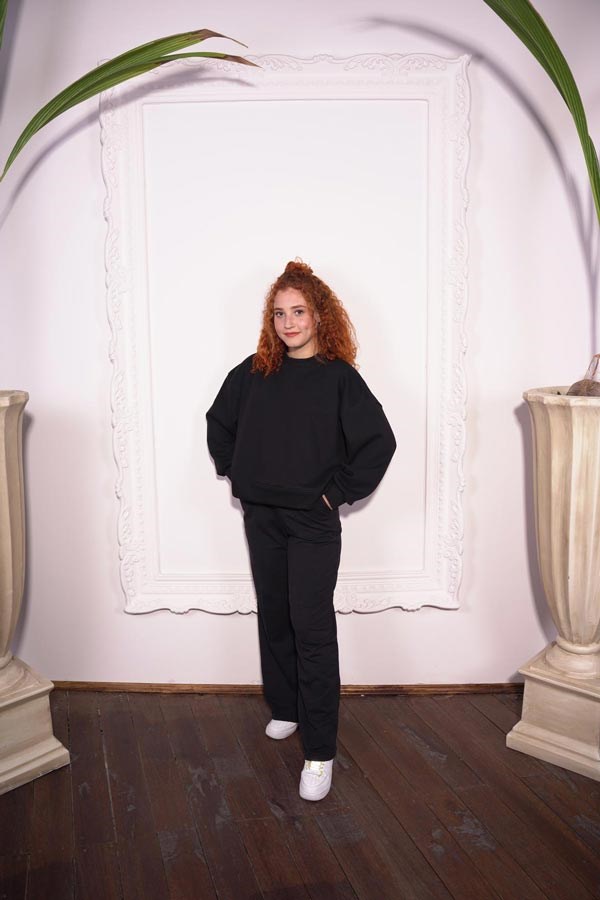 Starinci MayoStarinci Kadın Oversize Bisiklet Yaka İçi Polarlı Crop Sweatshirt