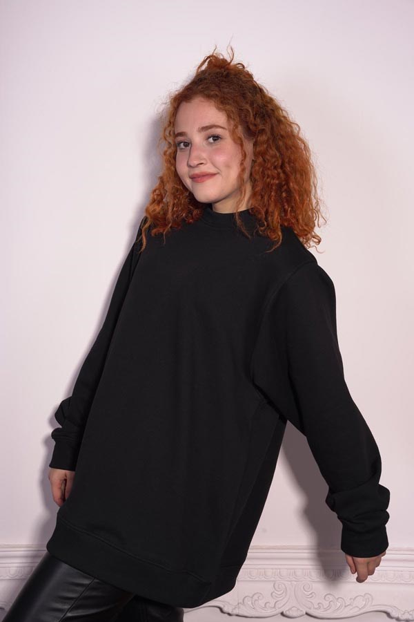 Starinci MayoStarinci Kadın Sweatshirt Polarlı Bisiklet Yaka Siyah
