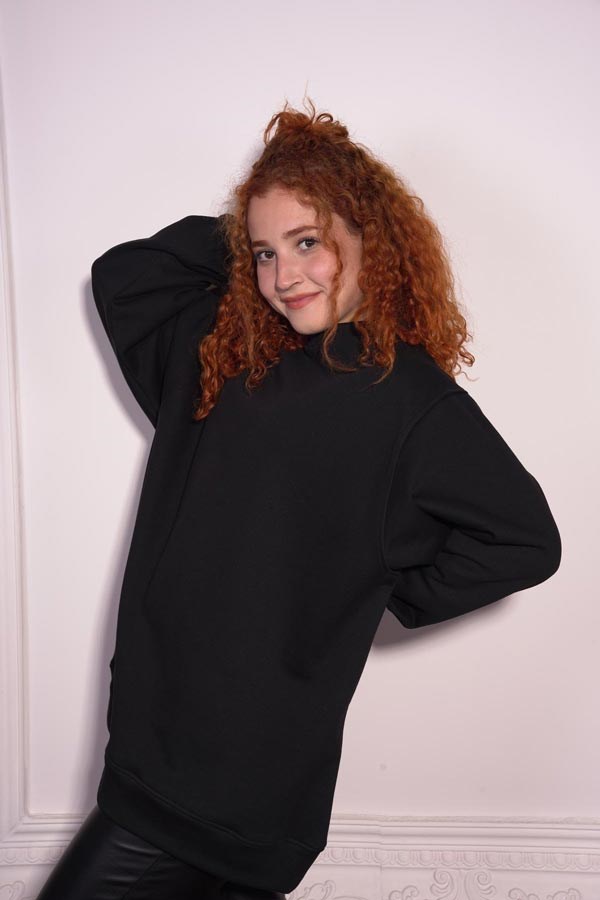 Starinci MayoStarinci Kadın Sweatshirt Polarlı Bisiklet Yaka Siyah
