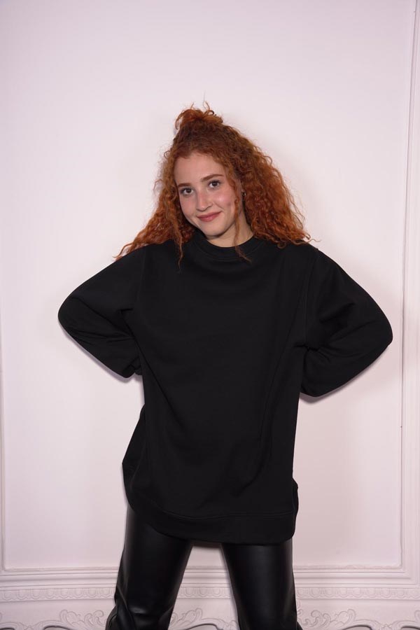 Starinci MayoStarinci Kadın Sweatshirt Polarlı Bisiklet Yaka Siyah