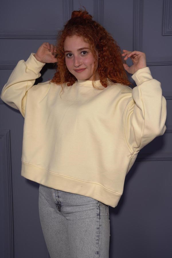 Starinci MayoStarinci Kadın Oversize Kesim Bisiklet Yaka Crop Sweatshirt