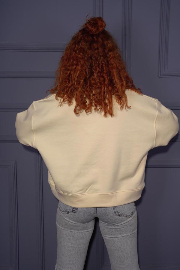 Starinci MayoStarinci Kadın Oversize Kesim Bisiklet Yaka Crop Sweatshirt