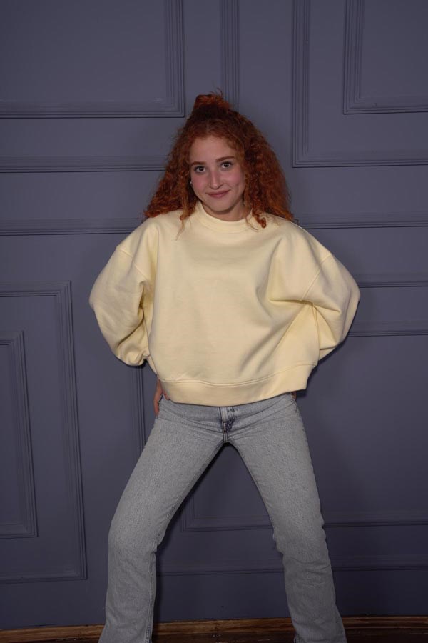 Starinci MayoStarinci Kadın Oversize Kesim Bisiklet Yaka Crop Sweatshirt