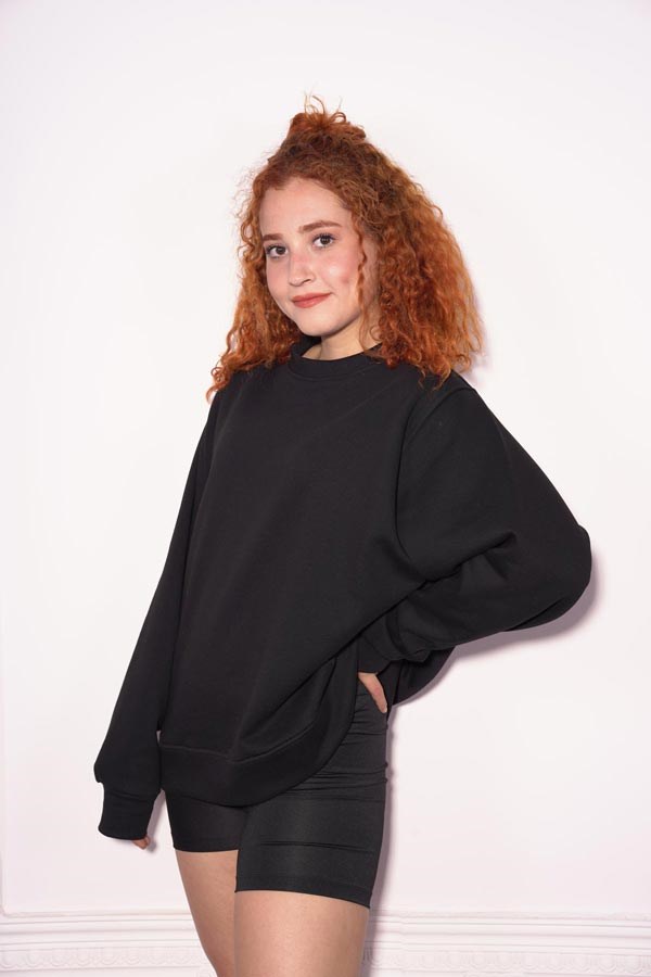 Starinci MayoStarinci Kadın Siyah Oversize Polarlı Sweatshirt 