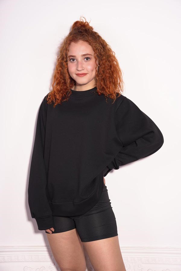 Starinci MayoStarinci Kadın Siyah Oversize Polarlı Sweatshirt 