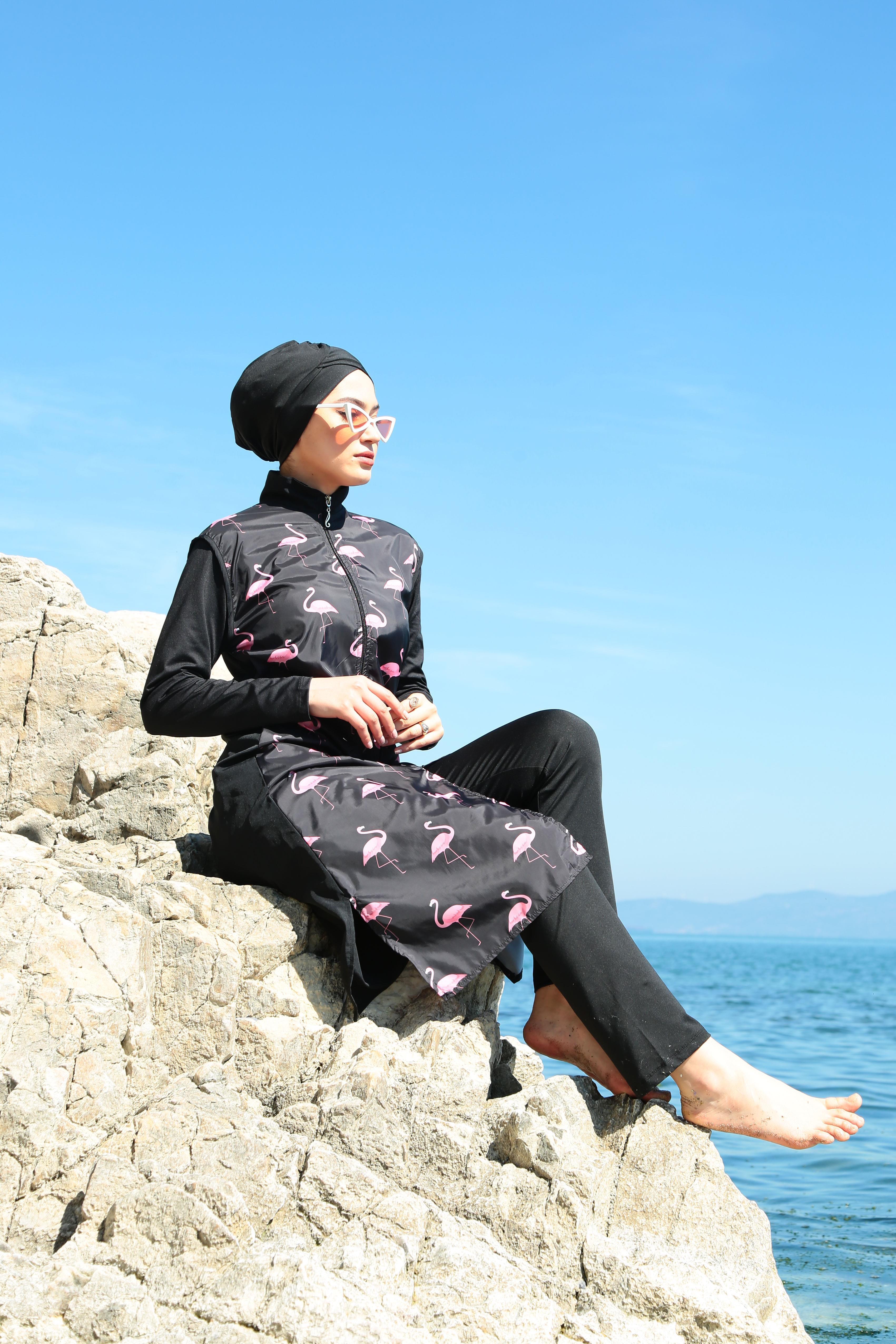 Starinci MayoStarinci Flamingo Desen Tam Kapalı Tesettür Mayo