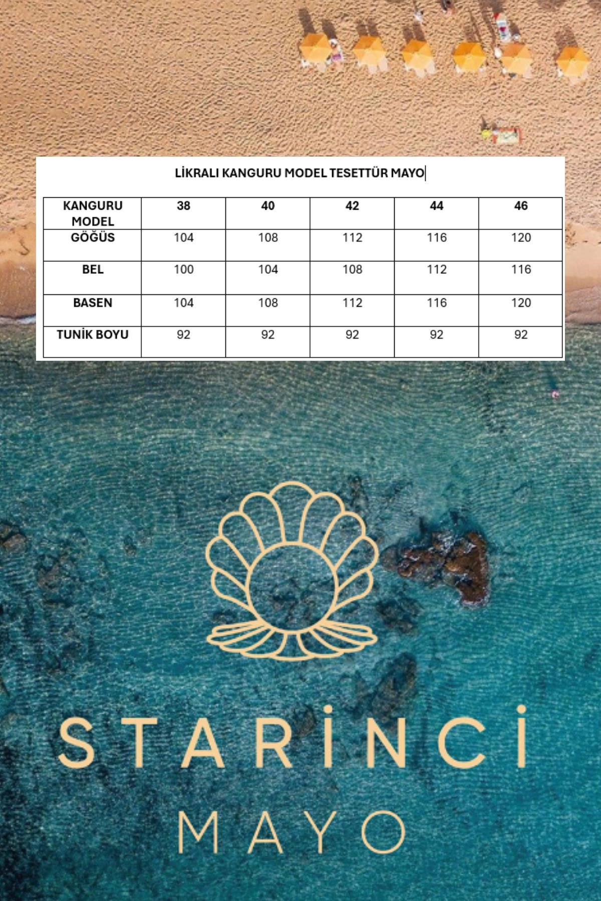 Starinci MayoTam Kapalı Mayo İndigo Modern Tasarım Kanguru Model