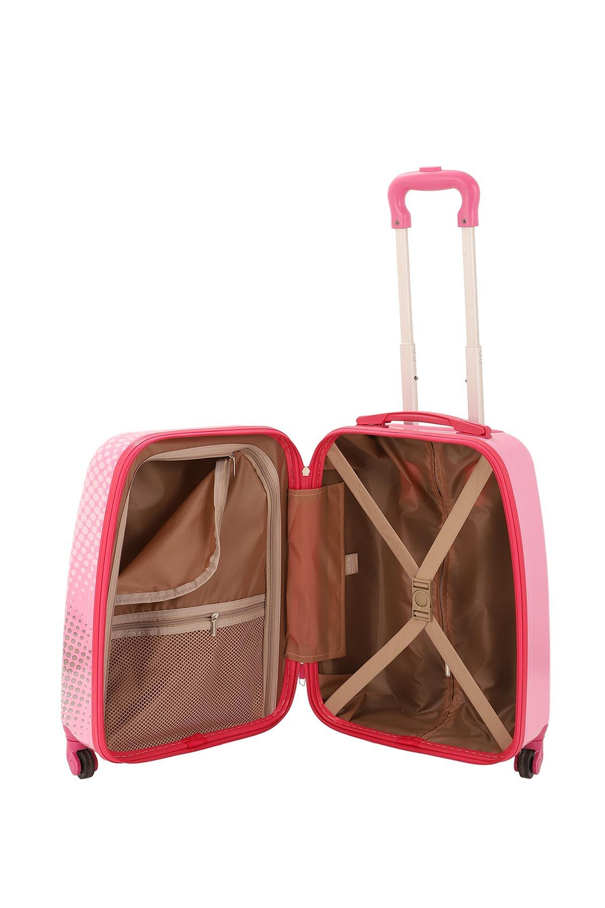 V307 ABS ÇOCUK VALİZ-PEMBE-TAVŞAN BASKI