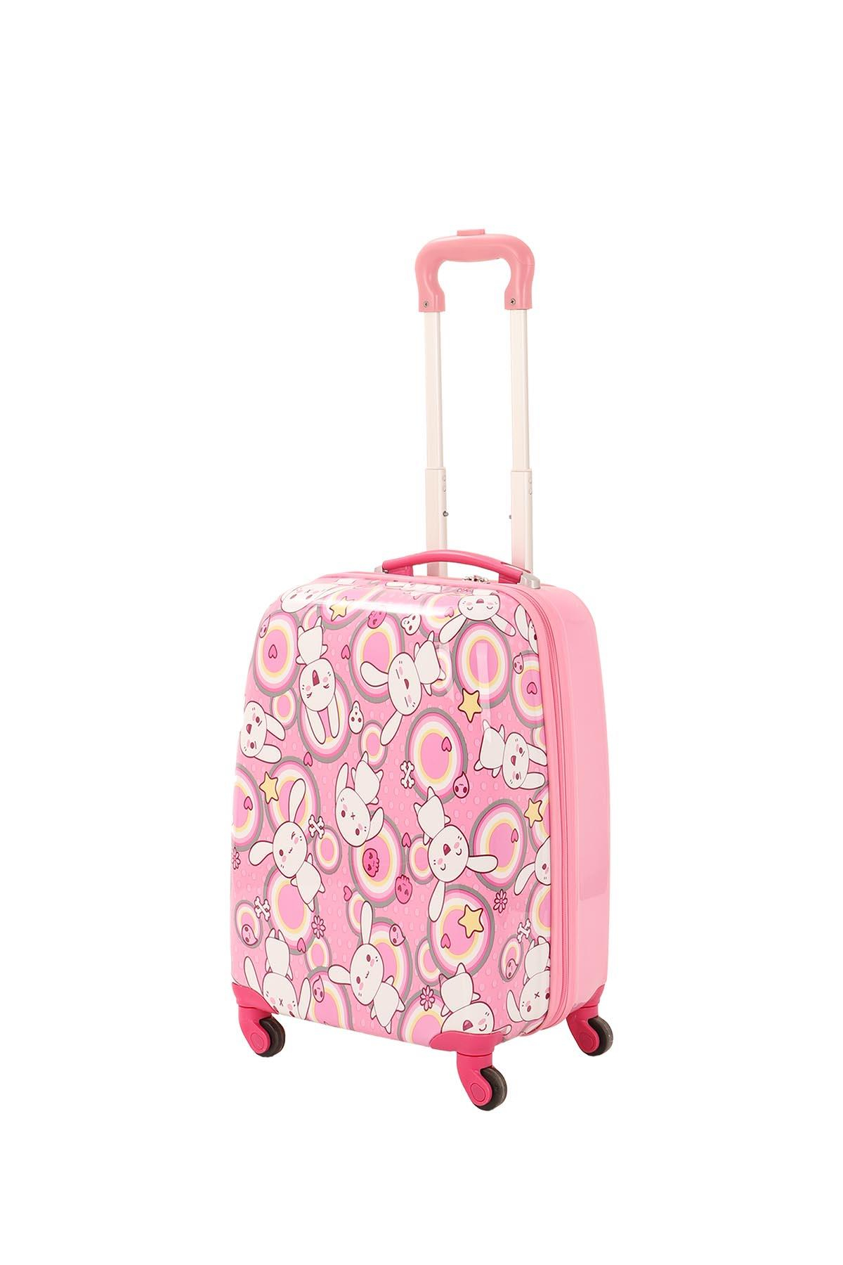 V307 ABS ÇOCUK VALİZ-PEMBE-TAVŞAN BASKI