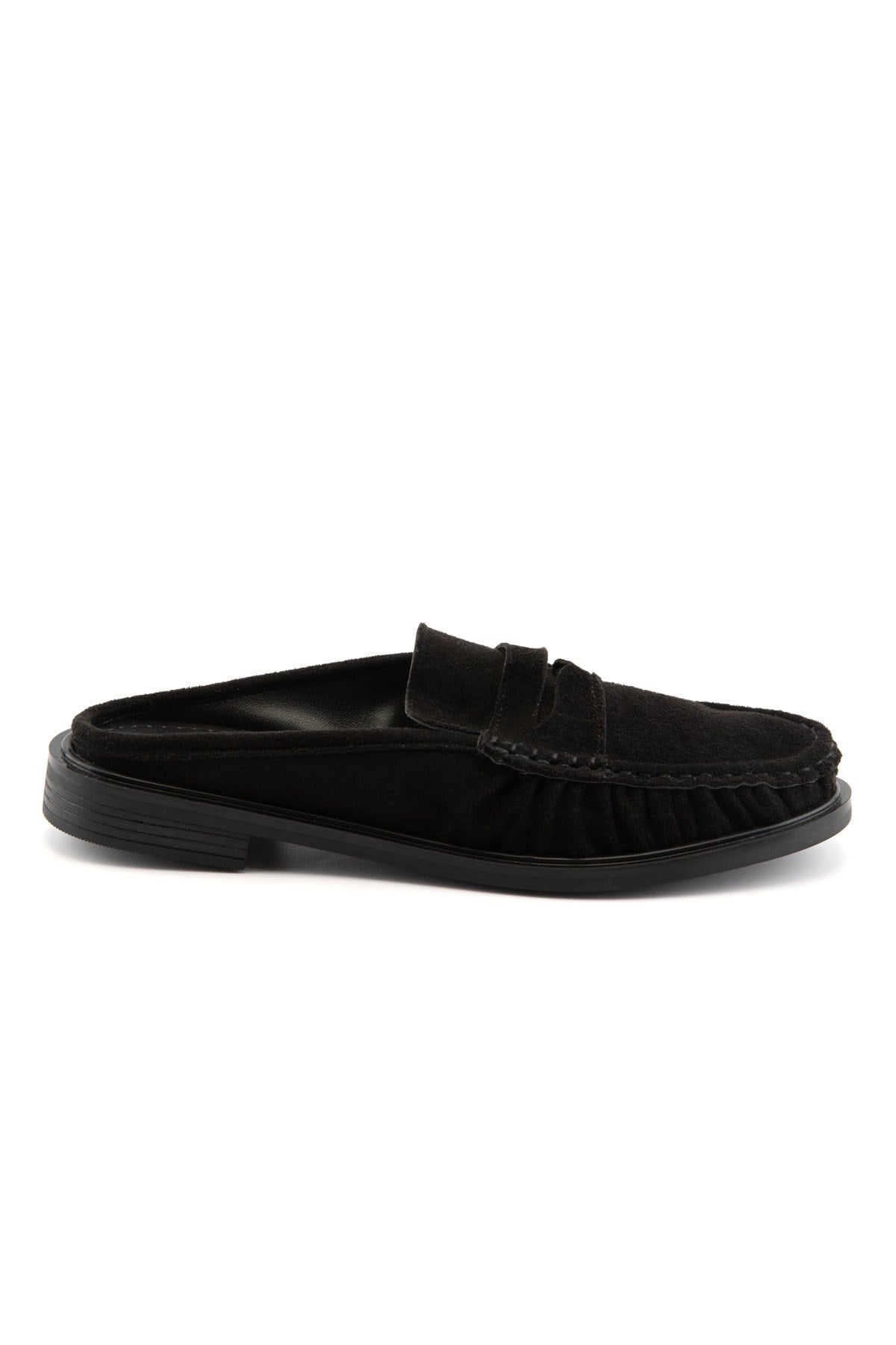 Mireva Siyah Süet Kadın Loafer Terlik 