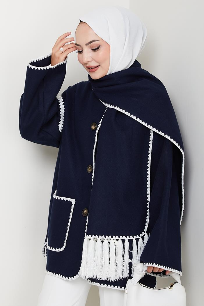 Ahen Atkılı Kaşe Ceket 1593 - Lacivert