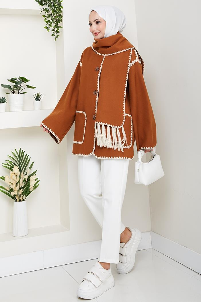 Ahen Atkılı Kaşe Ceket 1593 - Vizon