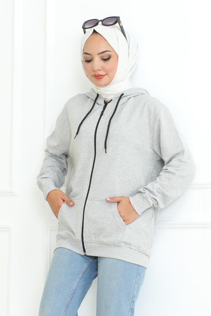 Ahlin Kapüşonlu Sweat 1101 - Gri
