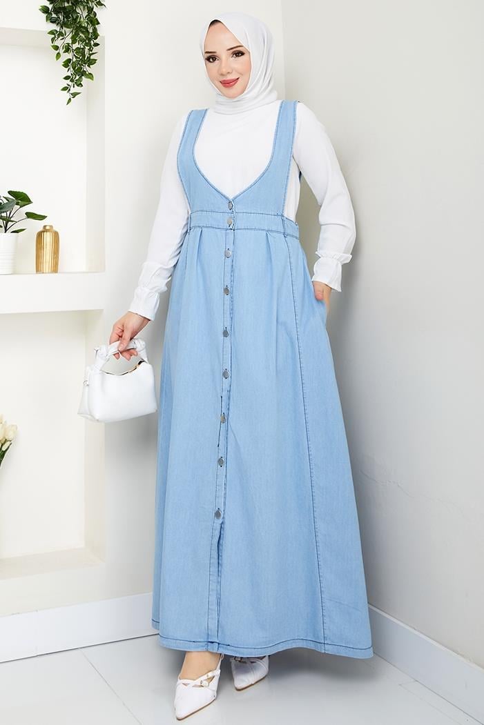 Ayzel Düğmeli Kot Jile 1533 - Açık Mavi