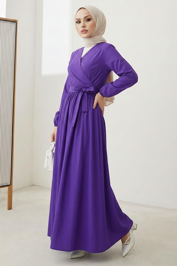 Bağlamalı Bluz Etek İkili Takım 1465 - Mor