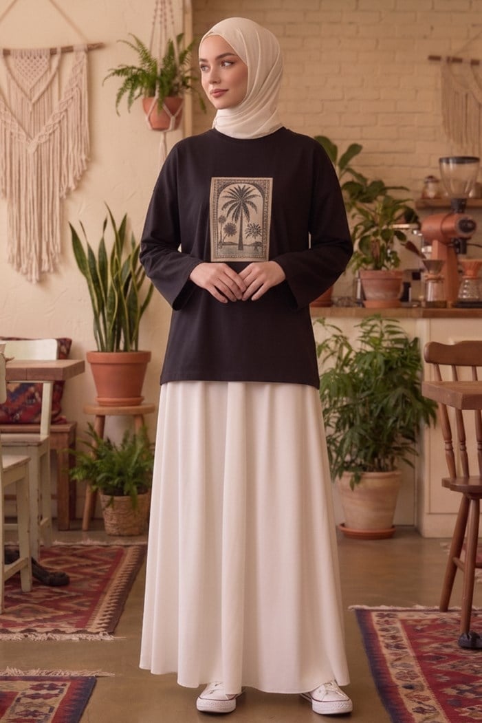 Baskılı Tunik 1739 - Siyah