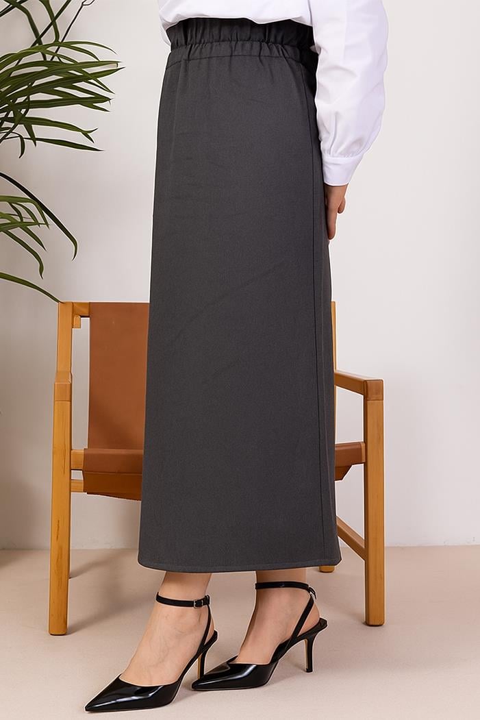 Benja Beli Lastikli Gabardin Etek 1405 - Antrasit