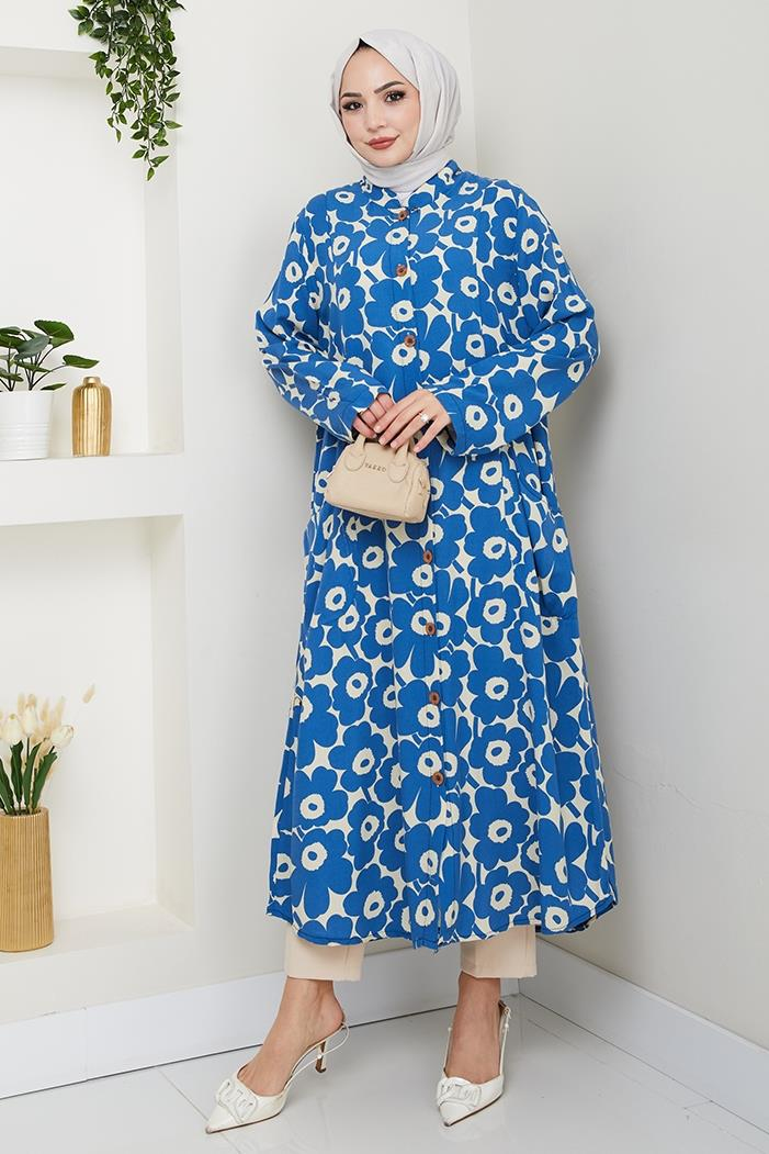 Cepli Dokuma Viskon Tunik 1505 - İndigo