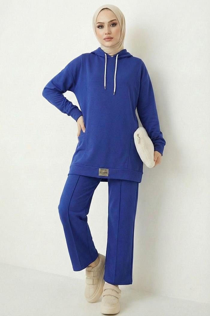 Çift Cepli Kapüşonlu İkili Takım 1668 - İndigo