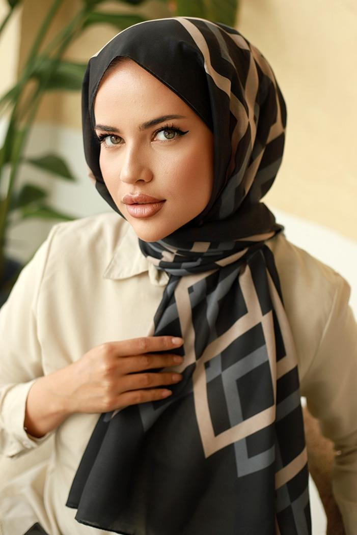 Çizgi Desen Soft Şal 613 - Siyah