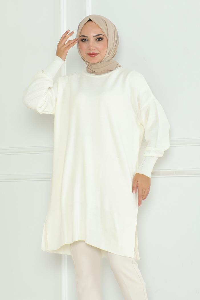 Ebrar Triko Tunik 1129 - Beyaz