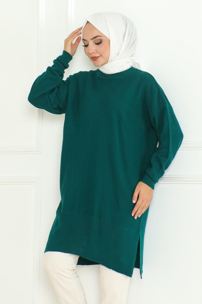 Ebrar Triko Tunik 1129 - Zümrüt Yeşili