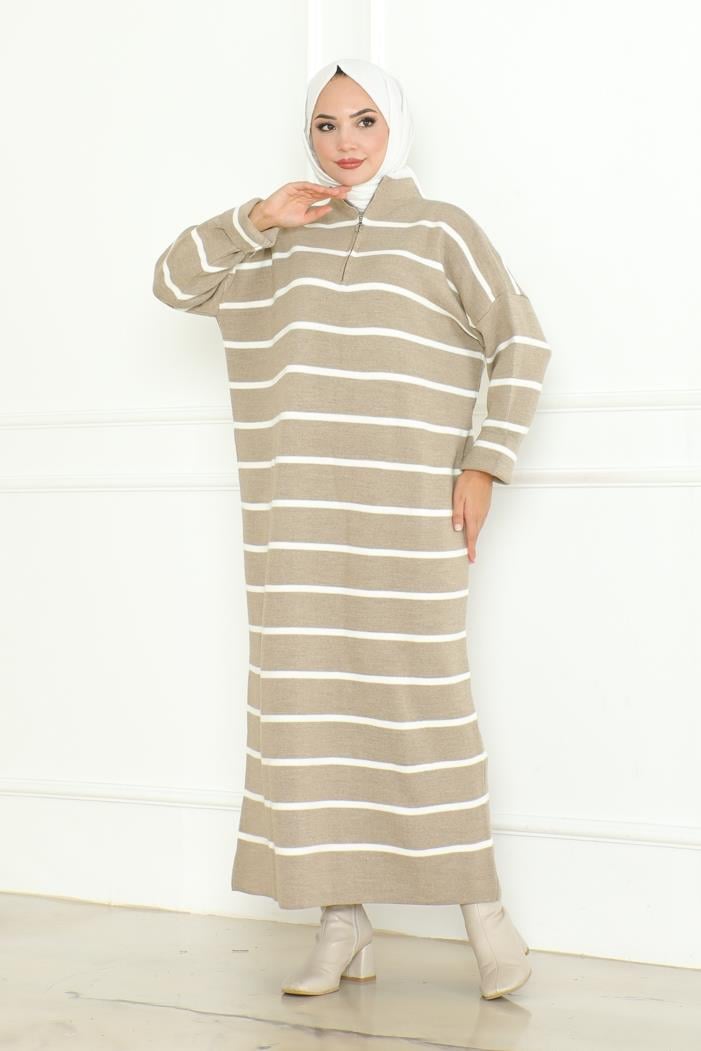 Ersila Triko Elbise 1132 - Taş