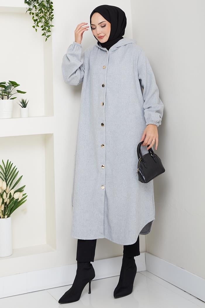 Fevza Düğmeli Kap 1635 - Gri