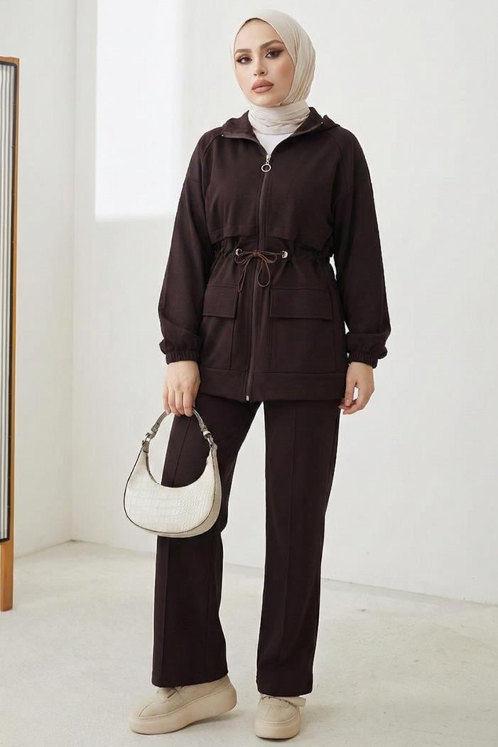 Kapak Cepli Oysho İkili Takım 1652 - Acı Kahve