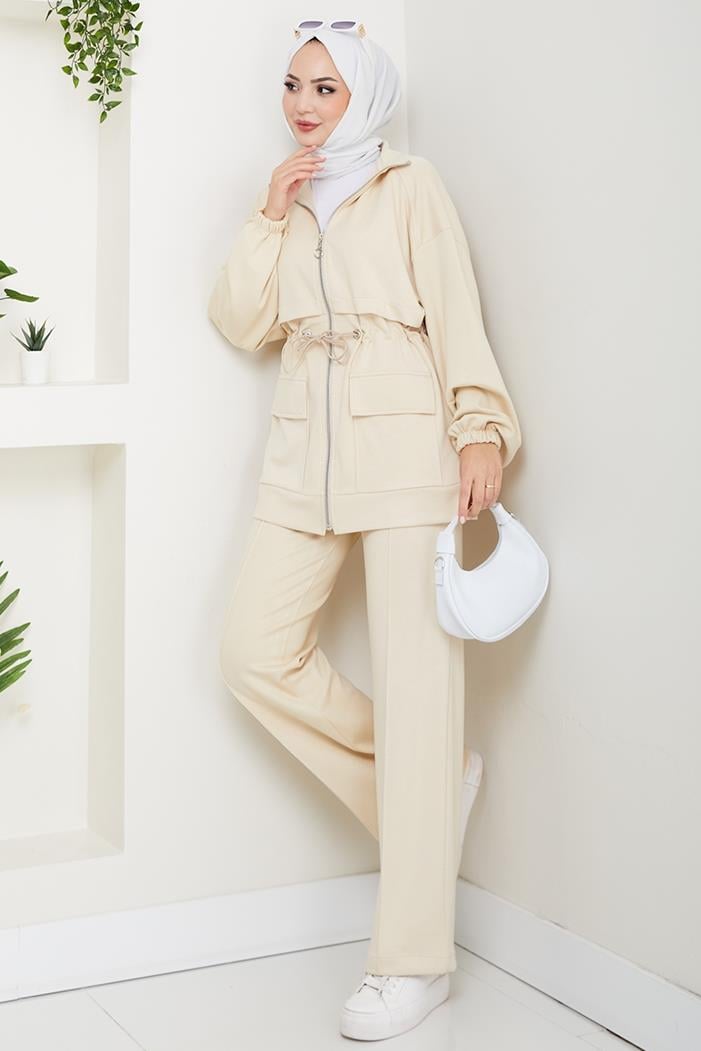 Kapak Cepli Oysho İkili Takım 1652 - Bej