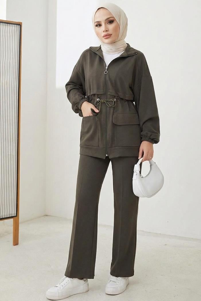 Kapak Cepli Oysho İkili Takım 1652 - Haki