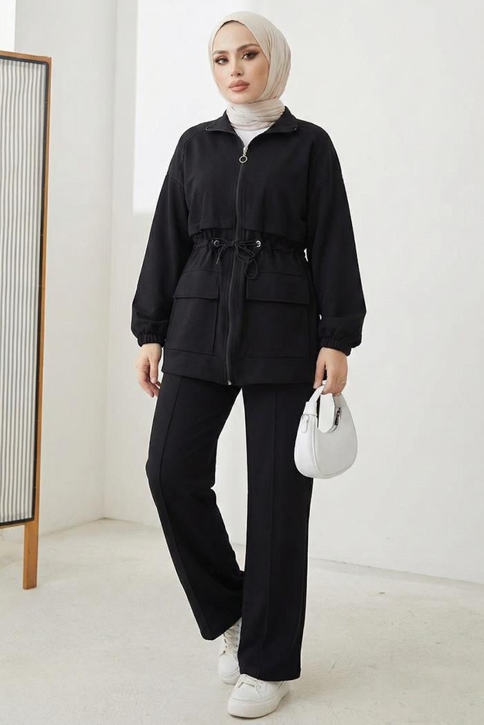 Kapak Cepli Oysho İkili Takım 1652 - Siyah