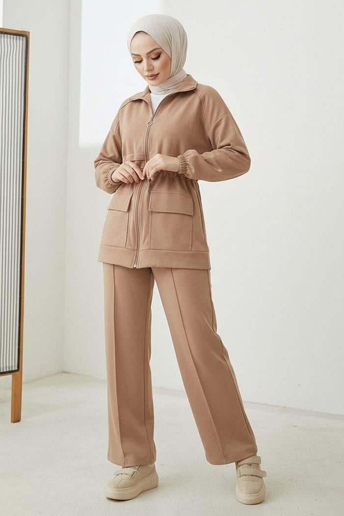 Kapak Cepli Oysho İkili Takım 1652 - Vizon