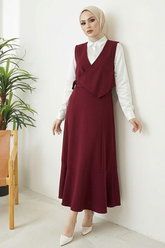 Leris Yelek Etek İkili Takım 1346 - Bordo