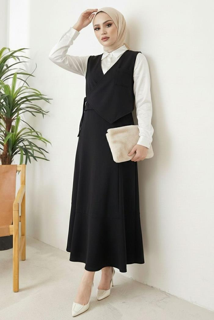 Leris Yelek Etek İkili Takım 1346 - Siyah