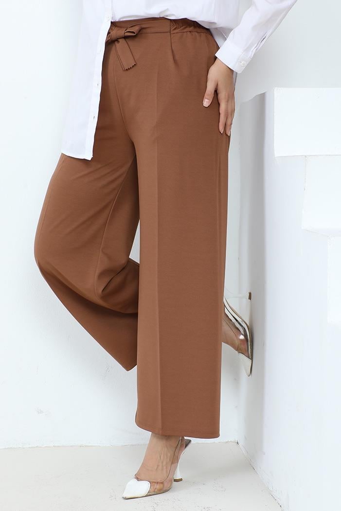 Meva Kemerli Bol Paça Pantolon 648 - Kahve