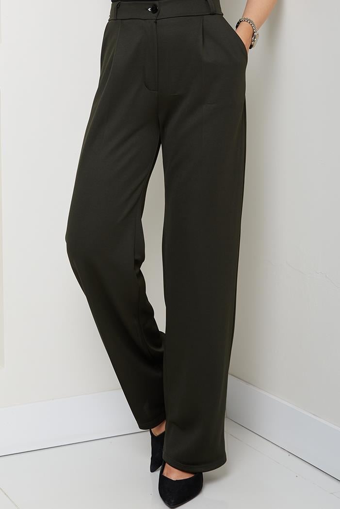 Mihre Çımalı Palazzo Pantolon 1581 - Haki