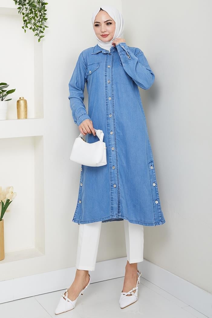 Nesir Çift Cepli Gömlek 1439 - Açık Mavi