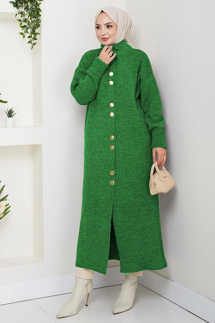 Reha Düğmeli Triko Hırka 1603 - Yeşil