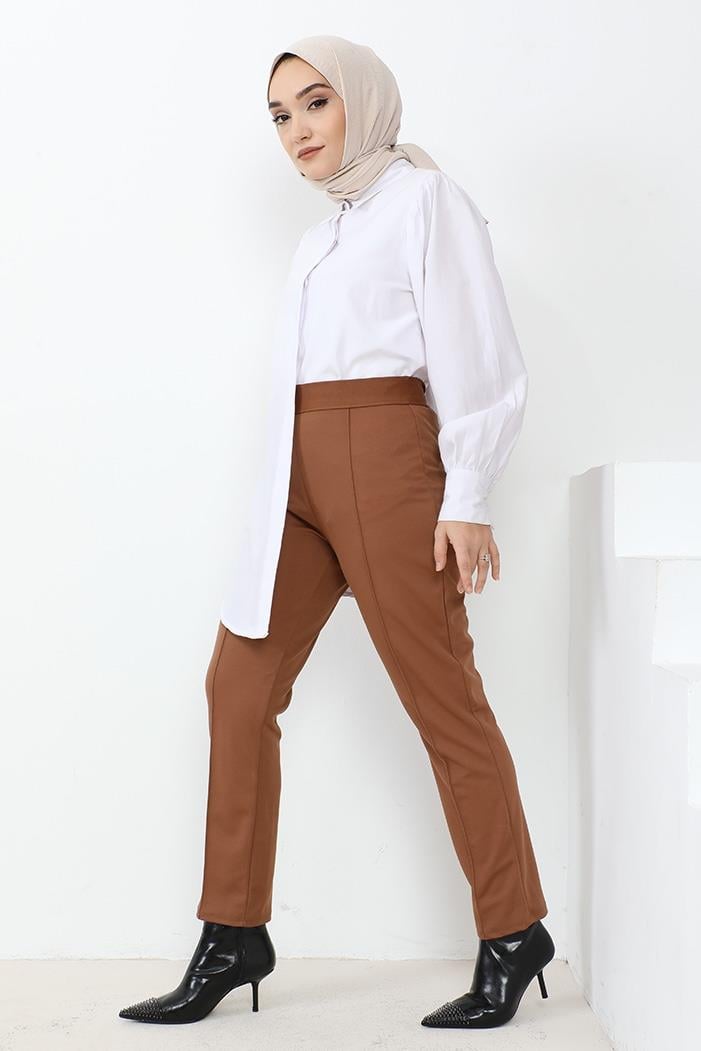 Sahre Dar Paça Pantolon 650 - Kahve