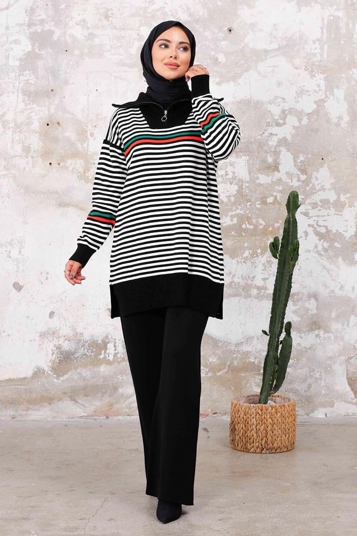 Seral Tunik Pantolon İkili Triko Takım 1233 - Siyah