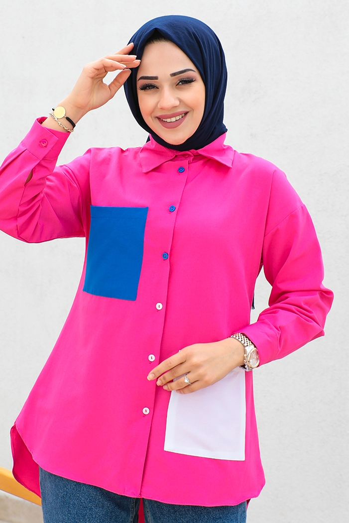 Tanyel Çift Renkli Gömlek 491 - Pembe