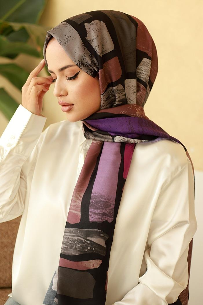 Taş Desenli Soft Şal 623 - Siyah
