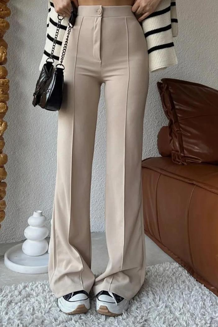 Yüksel Bel İspanyol Paça Palazzo Pantolon 1290 -  Bej